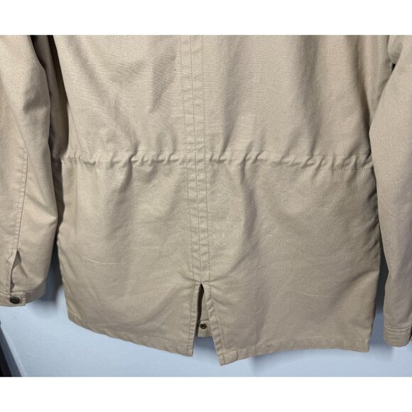 Miss London Black Label Womens Utility Jacket Medium Tan Hooded Chinch Waist - Picture 7 of 12